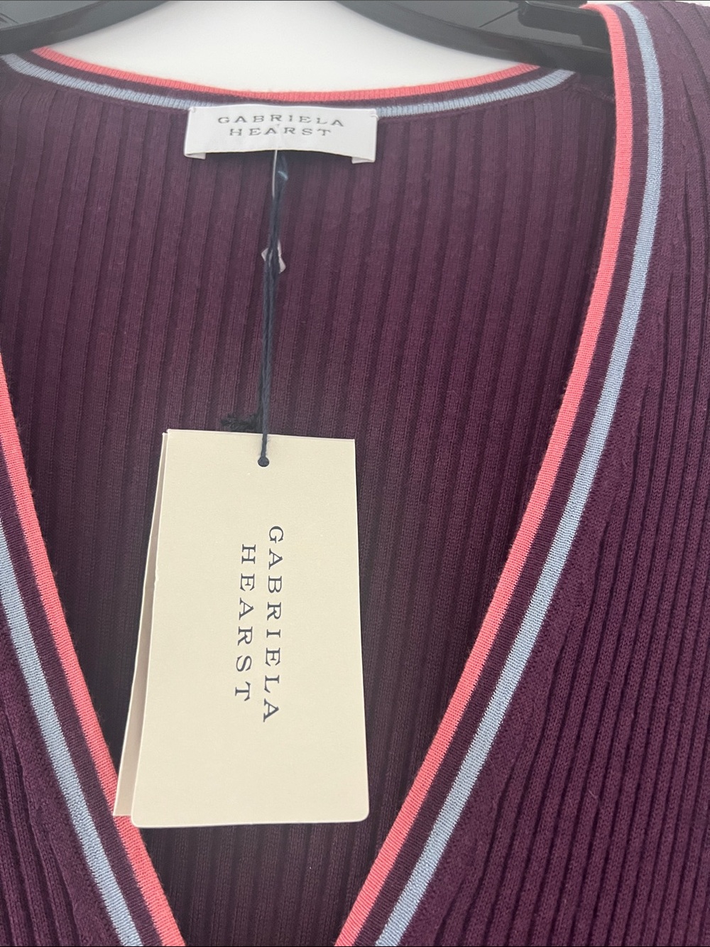 Gabriela Hearst Plum Ribbed Button-Front Mini Dress - Picture 5 of 12